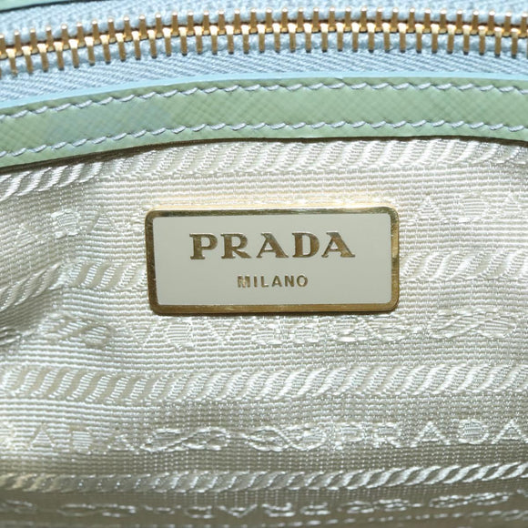 PRADA Galleria Hand Bag Safiano leather 2way Gold Light green Auth 133778