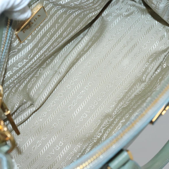 PRADA Galleria Hand Bag Safiano leather 2way Gold Light green Auth 133778