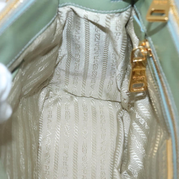 PRADA Galleria Hand Bag Safiano leather 2way Gold Light green Auth 133778
