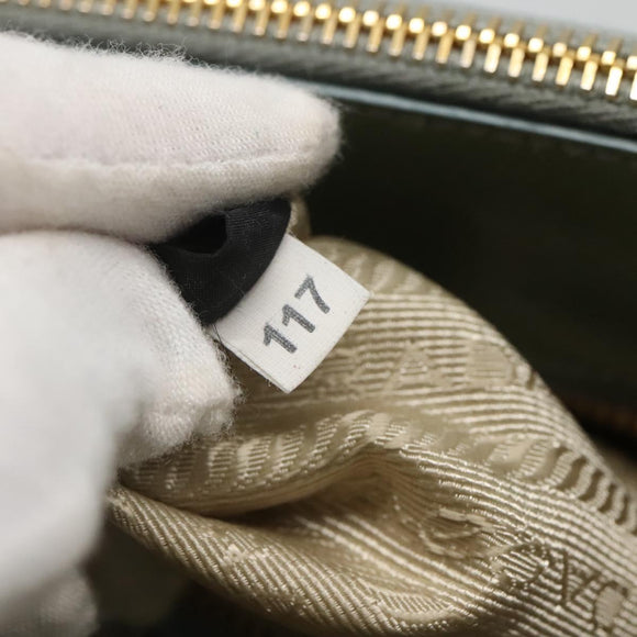 PRADA Galleria Hand Bag Safiano leather 2way Gold Light green Auth 133778