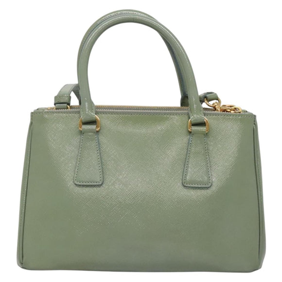 PRADA Galleria Hand Bag Safiano leather 2way Gold Light green Auth 133778