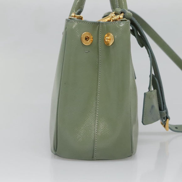 PRADA Galleria Hand Bag Safiano leather 2way Gold Light green Auth 133778