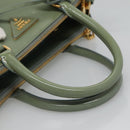 PRADA Galleria Hand Bag Safiano leather 2way Gold Light green Auth 133778-8