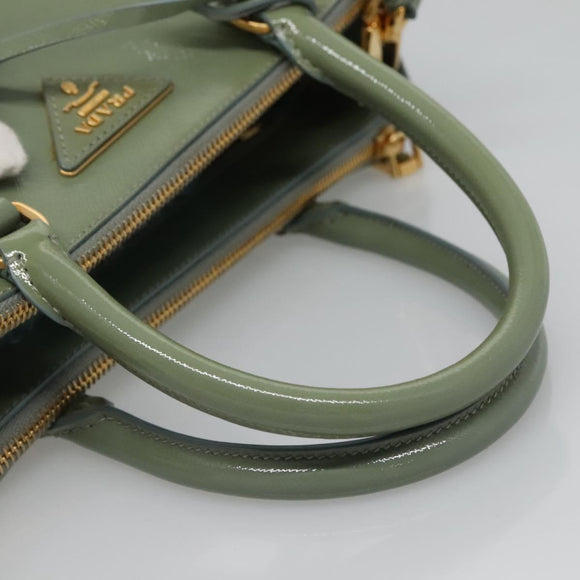 PRADA Galleria Hand Bag Safiano leather 2way Gold Light green Auth 133778