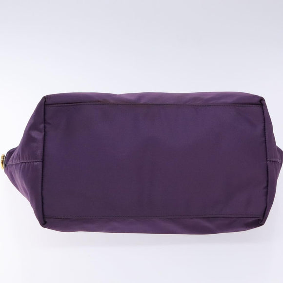 PRADA Tote Bag Nylon Purple Gold Auth 133783