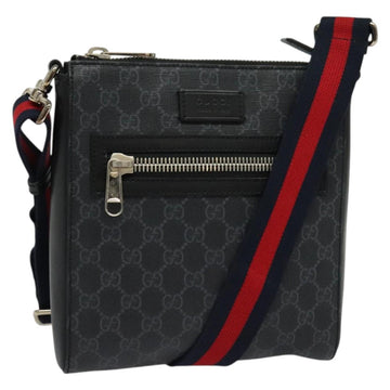 GUCCI GG Supreme Sherry Line Shoulder Bag PVC Black Red Navy 523599 Auth 133793