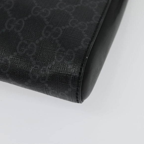 GUCCI GG Supreme Sherry Line Shoulder Bag PVC Black Red Navy 523599 Auth 133793