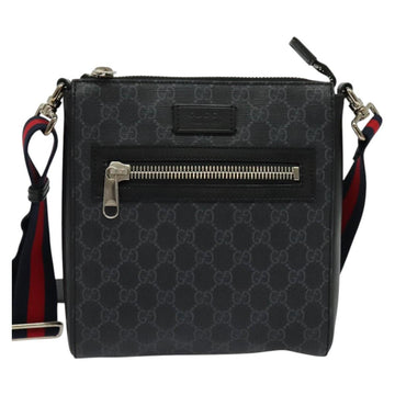 GUCCI GG Supreme Sherry Line Shoulder Bag PVC Black Red Navy 523599 Auth 133793 - 0