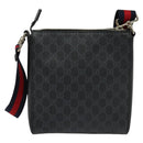 GUCCI GG Supreme Sherry Line Shoulder Bag PVC Black Red Navy 523599 Auth 133793-3