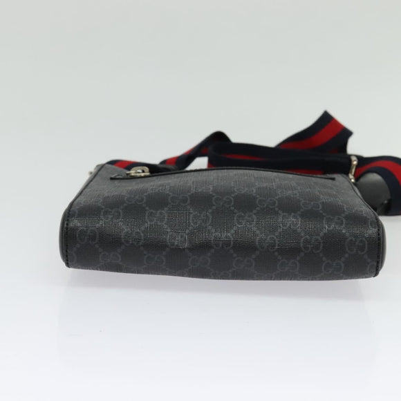 GUCCI GG Supreme Sherry Line Shoulder Bag PVC Black Red Navy 523599 Auth 133793