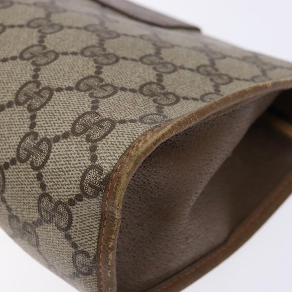 GUCCI GG Supreme Web Sherry Line Clutch Bag PVC Beige Gold 89 01 030 Auth 133814