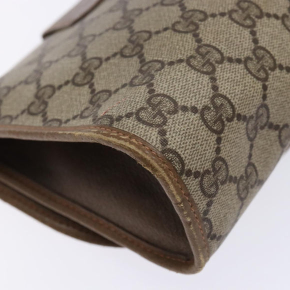 GUCCI GG Supreme Web Sherry Line Clutch Bag PVC Beige Gold 89 01 030 Auth 133814