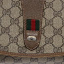 GUCCI GG Supreme Web Sherry Line Clutch Bag PVC Beige Gold 89 01 030 Auth 133814-12