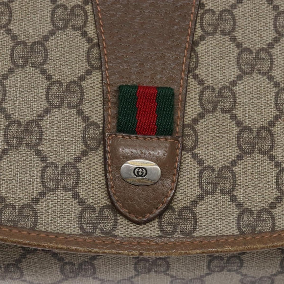 GUCCI GG Supreme Web Sherry Line Clutch Bag PVC Beige Gold 89 01 030 Auth 133814