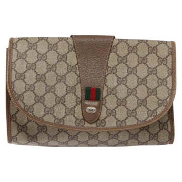 GUCCI GG Supreme Web Sherry Line Clutch Bag PVC Beige Gold 89 01 030 Auth 133814 - 0