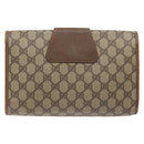 GUCCI GG Supreme Web Sherry Line Clutch Bag PVC Beige Gold 89 01 030 Auth 133814-3