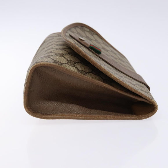 GUCCI GG Supreme Web Sherry Line Clutch Bag PVC Beige Gold 89 01 030 Auth 133814