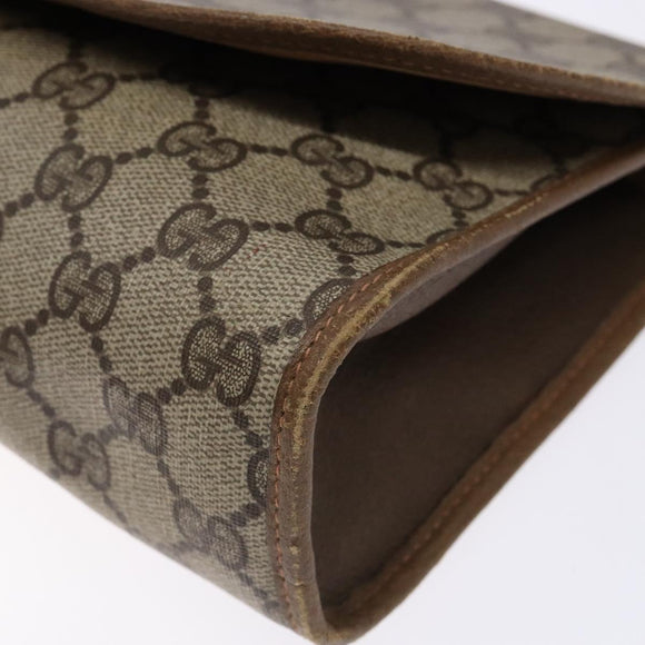 GUCCI GG Supreme Web Sherry Line Clutch Bag PVC Beige Gold 89 01 030 Auth 133814