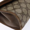 GUCCI GG Supreme Web Sherry Line Clutch Bag PVC Beige Gold 89 01 030 Auth 133814-9