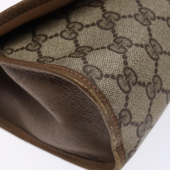 GUCCI GG Supreme Web Sherry Line Clutch Bag PVC Beige Gold 89 01 030 Auth 133814