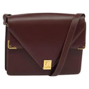 CARTIER Must Line Shoulder Bag Leather Bordeaux Gold Auth 133817-1