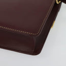 CARTIER Must Line Shoulder Bag Leather Bordeaux Gold Auth 133817-13