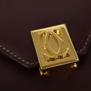 CARTIER Must Line Shoulder Bag Leather Bordeaux Gold Auth 133817-14