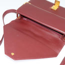 CARTIER Must Line Shoulder Bag Leather Bordeaux Gold Auth 133817-15