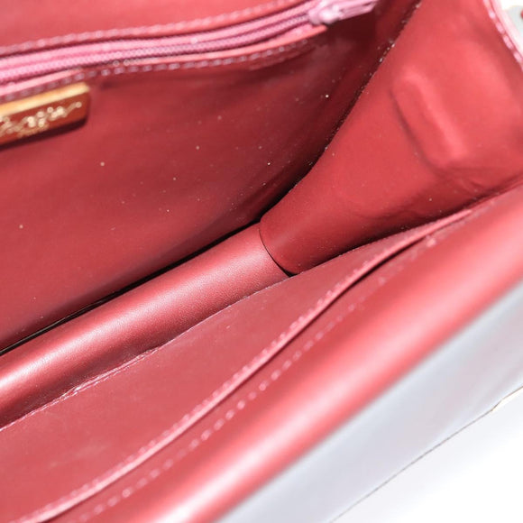 CARTIER Must Line Shoulder Bag Leather Bordeaux Gold Auth 133817