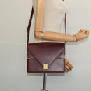 CARTIER Must Line Shoulder Bag Leather Bordeaux Gold Auth 133817-22