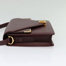 CARTIER Must Line Shoulder Bag Leather Bordeaux Gold Auth 133817-4