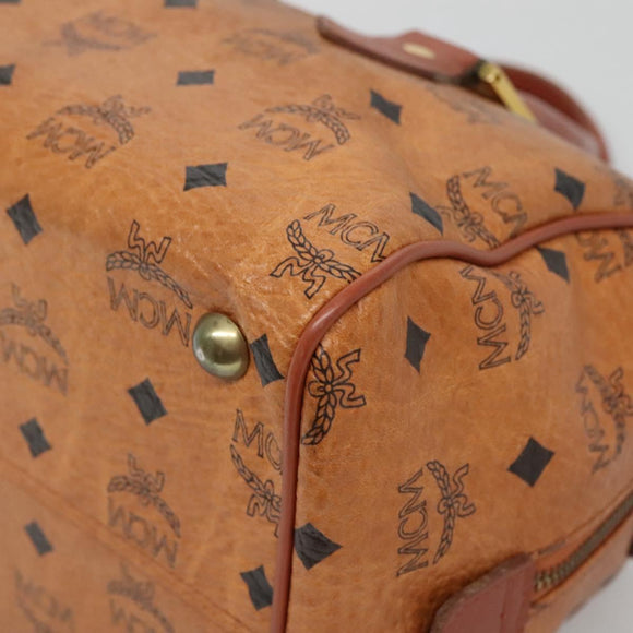 MCM Logogram Vicetos Hand Bag PVC Leather Brown Gold Auth 133833
