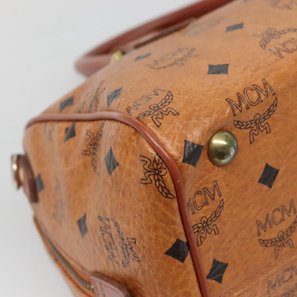 MCM Logogram Vicetos Hand Bag PVC Leather Brown Gold Auth 133833