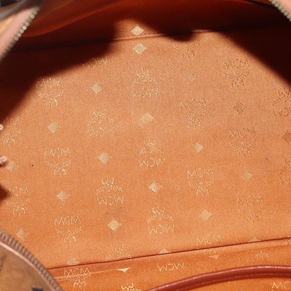 MCM Logogram Vicetos Hand Bag PVC Leather Brown Gold Auth 133833