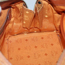 MCM Logogram Vicetos Hand Bag PVC Leather Brown Gold Auth 133833-17