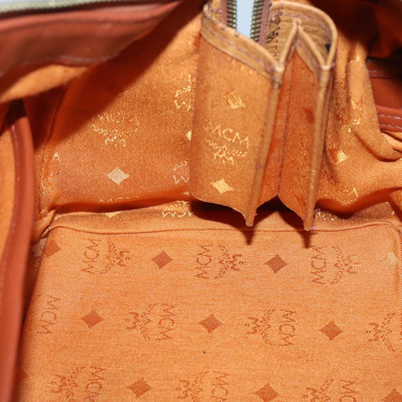 MCM Logogram Vicetos Hand Bag PVC Leather Brown Gold Auth 133833