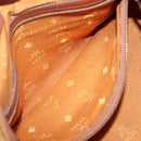 MCM Logogram Vicetos Hand Bag PVC Leather Brown Gold Auth 133833-19