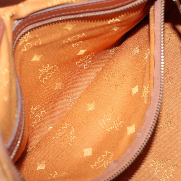 MCM Logogram Vicetos Hand Bag PVC Leather Brown Gold Auth 133833