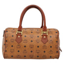 MCM Logogram Vicetos Hand Bag PVC Leather Brown Gold Auth 133833-2