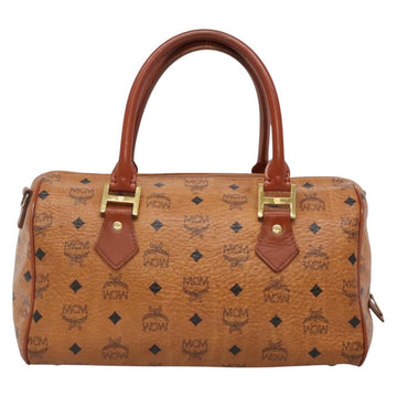 MCM Logogram Vicetos Hand Bag PVC Leather Brown Gold Auth 133833 - 0