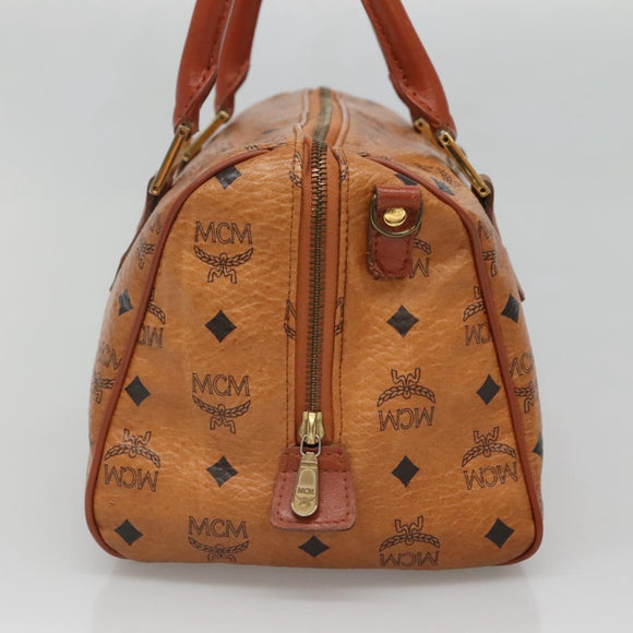 MCM Logogram Vicetos Hand Bag PVC Leather Brown Gold Auth 133833