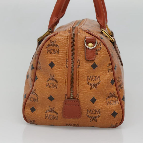 MCM Logogram Vicetos Hand Bag PVC Leather Brown Gold Auth 133833