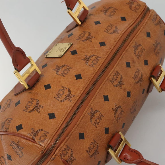 MCM Logogram Vicetos Hand Bag PVC Leather Brown Gold Auth 133833