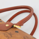MCM Logogram Vicetos Hand Bag PVC Leather Brown Gold Auth 133833-8