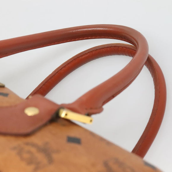MCM Logogram Vicetos Hand Bag PVC Leather Brown Gold Auth 133833