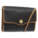 Christian Dior Honeycomb Canvas Shoulder Bag PVC Black Gold Auth 133834-1