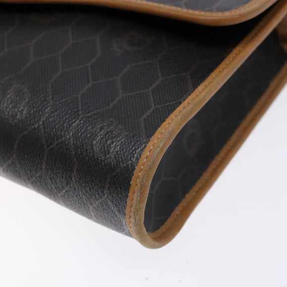 Christian Dior Honeycomb Canvas Shoulder Bag PVC Black Gold Auth 133834