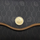 Christian Dior Honeycomb Canvas Shoulder Bag PVC Black Gold Auth 133834-14