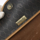 Christian Dior Honeycomb Canvas Shoulder Bag PVC Black Gold Auth 133834-16