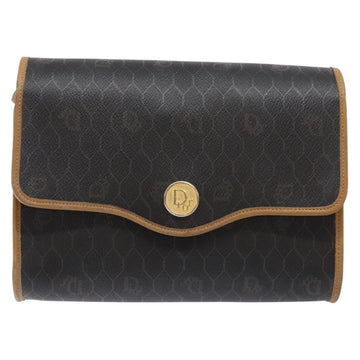 Christian Dior Honeycomb Canvas Shoulder Bag PVC Black Gold Auth 133834 - 0